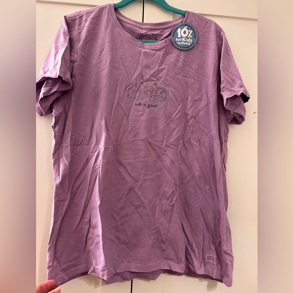 Purple life is good bicycle T-shirt. Xl never worn with tag